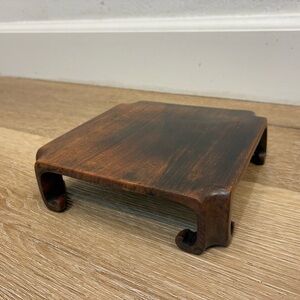 Vintage Chinese Style Carved Wood Display Stand Pedestal Brown